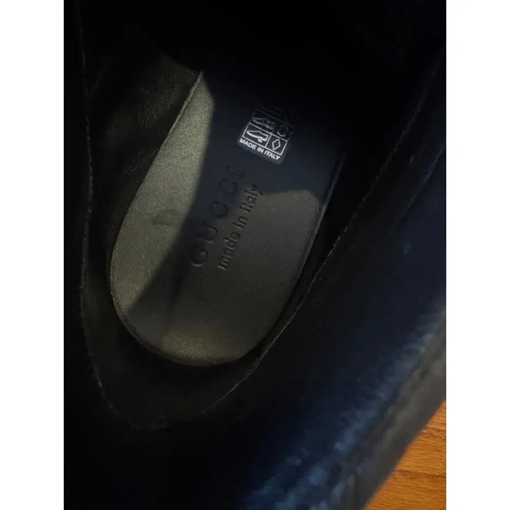Gucci Leather Web High 'Black' WEB 429475 HIGH TOP SNEAKER SIZE 11